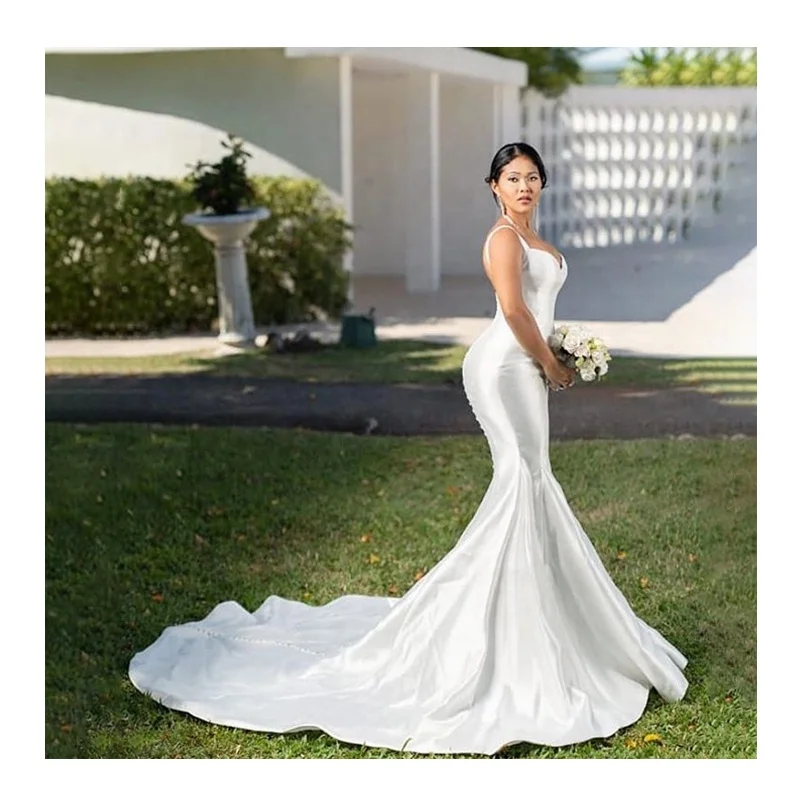 

China Fitting Women Guest Modest Anniversary Mermaid Wedding Dresses, White