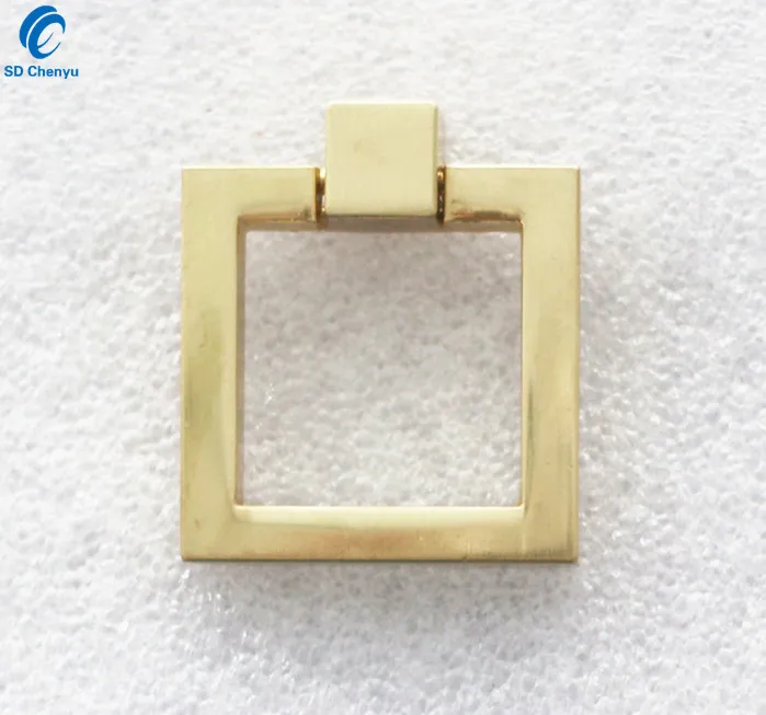 China Manufacturer Gold Square Drop Ring Pull Knobs For Cabinet - Buy ...