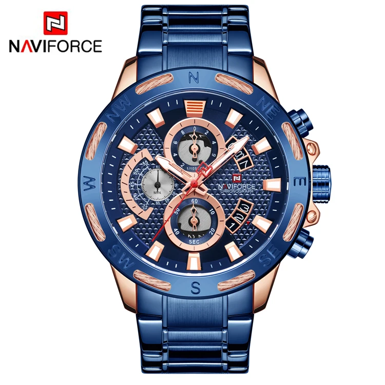NAVIFORCE 9165 Men Sport Chronograph Watch NAVIFORCE Fashion Analog Quartz Men's Watches Top Luxury Brand Military Male Clock