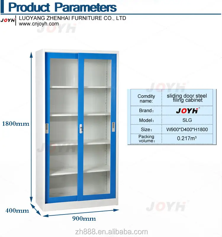 Steel Office Furniture Glass Sliding Door Bookcase File Cabinet