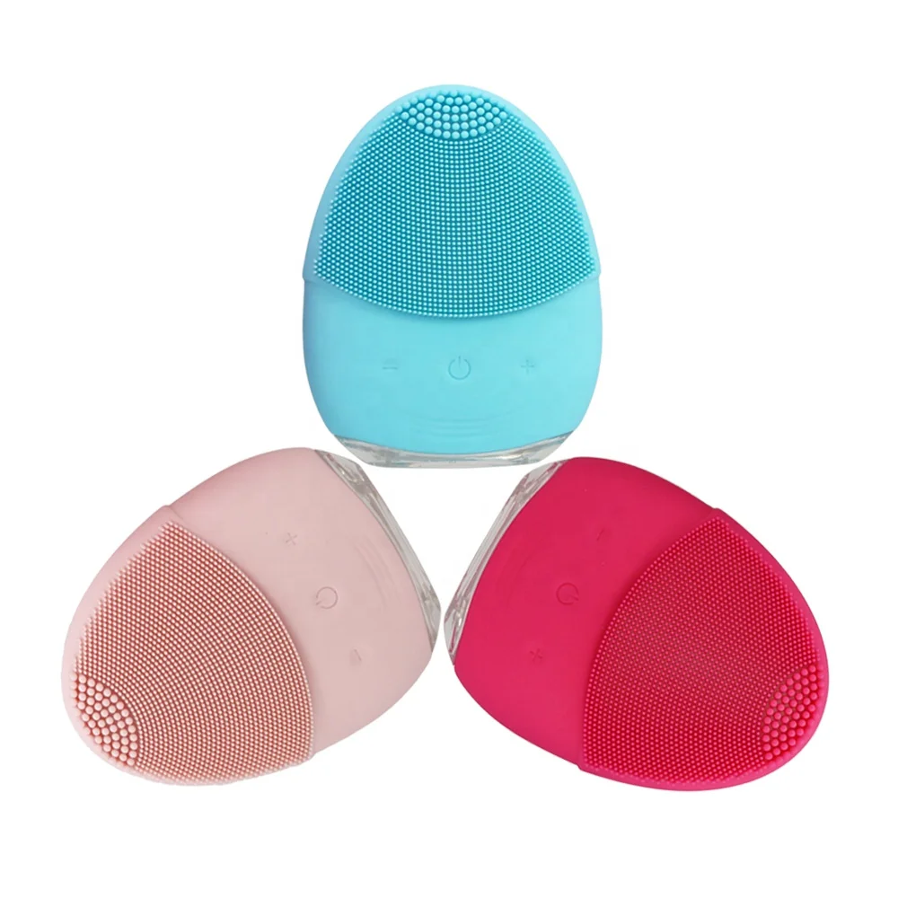 

Waterproof Portable Electric Cleanser Rechargeable Sonic Silicone Face Scrub Device Facial Cleansing Brush, Red, sky blue, pink, or custom