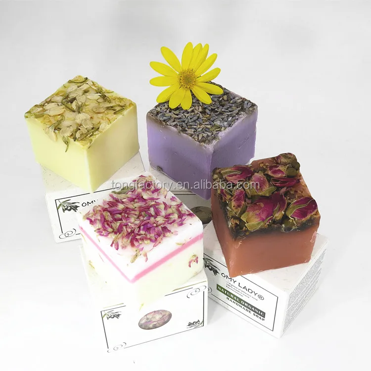 100% Natural and Organic Handmade rose soap OMY LADY Fresh Dry Flower Carving Soap Bath Soap