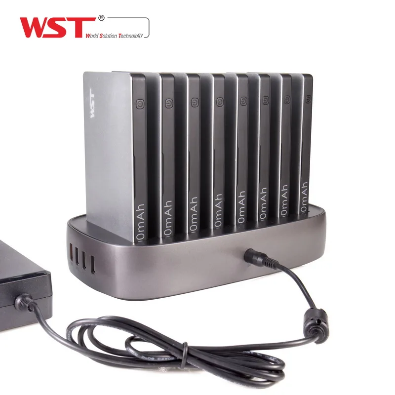 WST Shenzhen mobile parts royal 8000mah cell phone charging station with power bank