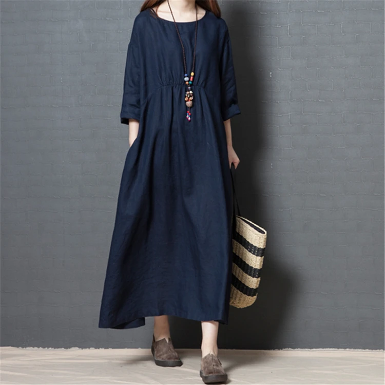 

New Fashion Women Long Linen Dresses in Stock
