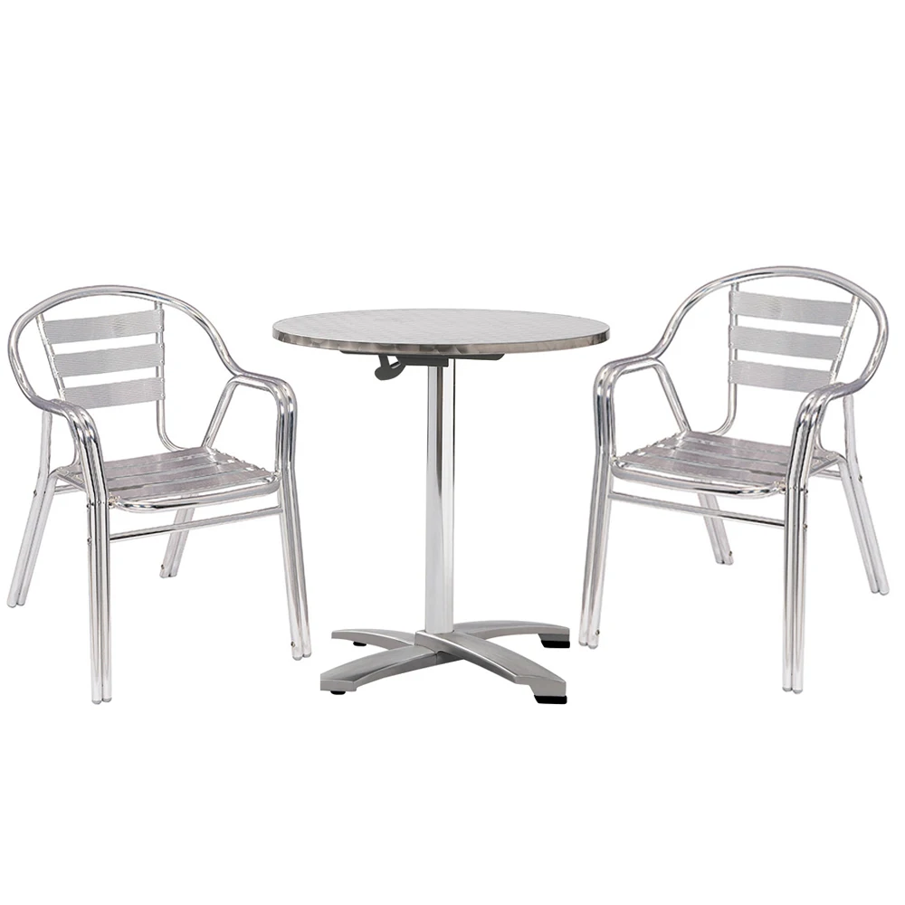
Double Tube Dining Restaurant Outdoor Garden Cafe Bistro Aluminum Chair Set 