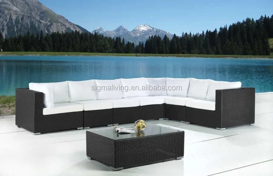 Factory Direct Classic Design Black L Shape Outdoor Ratan Furnitures
