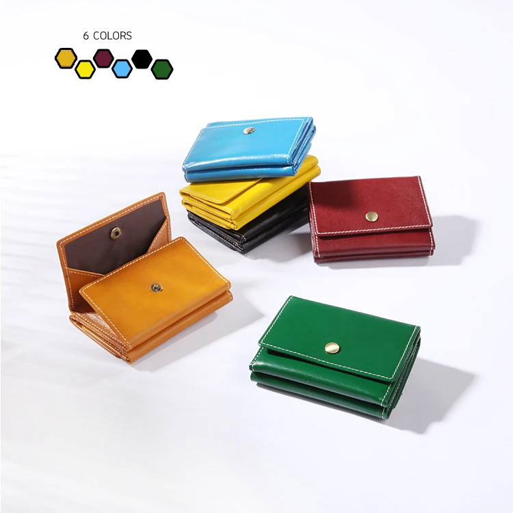 Best Real Yellow Mens Leather Wallet Card Holder Women Slim Wallet 5021