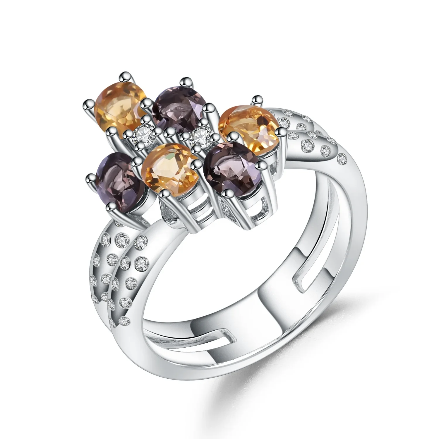 

Abiding natural smoky quartz citrine gemstone custom fashion jewellery silver ring 925 sterling women