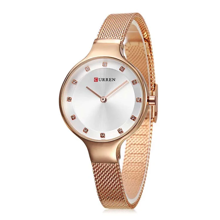 

Curren Women Fashion Casual Quartz Movement Watch Stainless Steel Simple Ladies Wristwatch