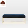 French Style metal stainless steel frame bed end stool upholstery velvet fabric bench