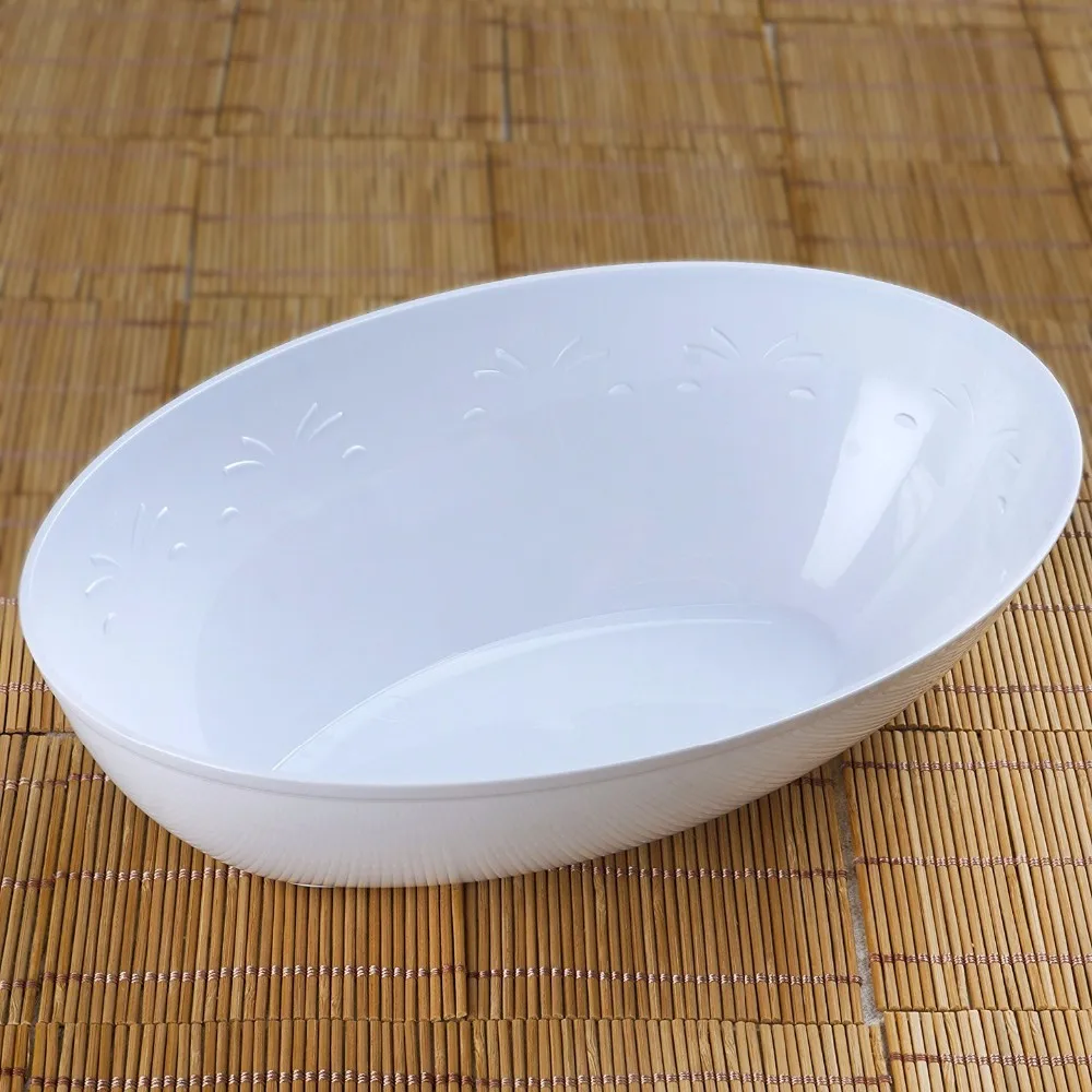 每箱50 件时尚白色椭圆形一次性塑料沙拉碗套装