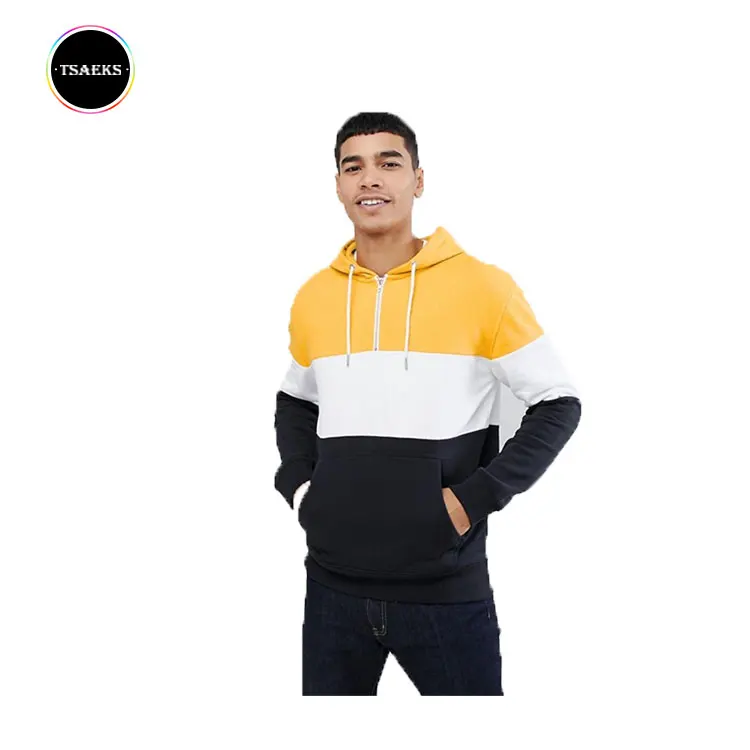 

2019 Men wholesale long sleeve two tone slim plain cotton jersey hoodies