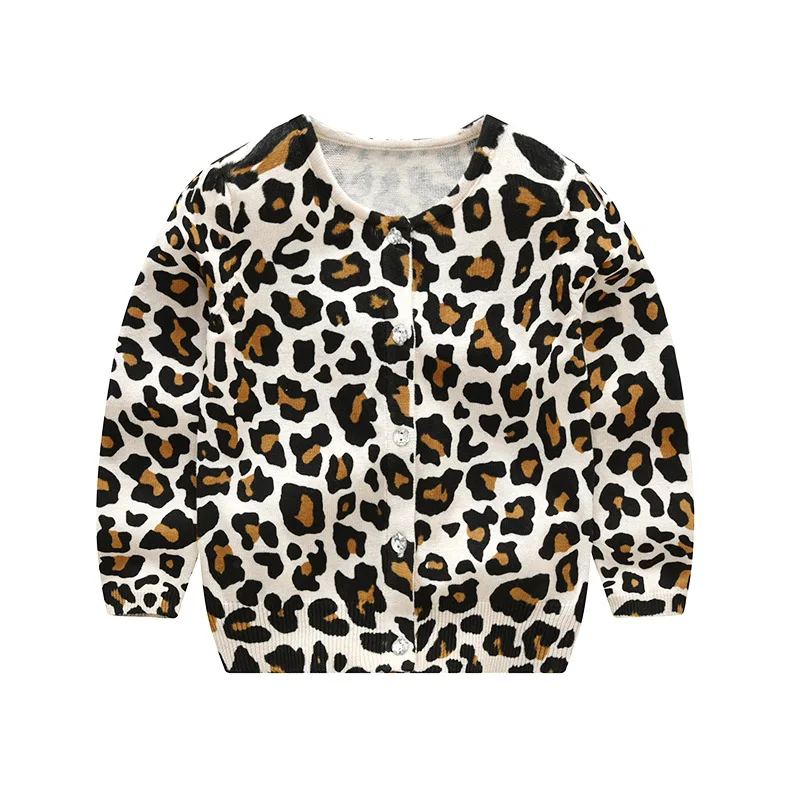 

High quality luxurious leopard print knitting sweater coat fashion toddler girl cardigan, Leopard color