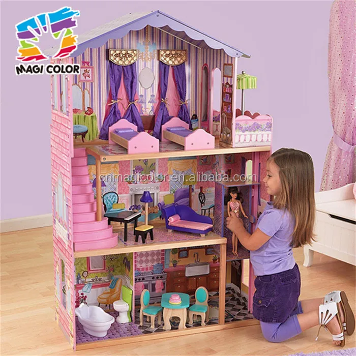
wholesale new style 16 pieces of furniture kids elegant dollhouse suite wooden 18 inch doll house for children W06A232  (60671070393)