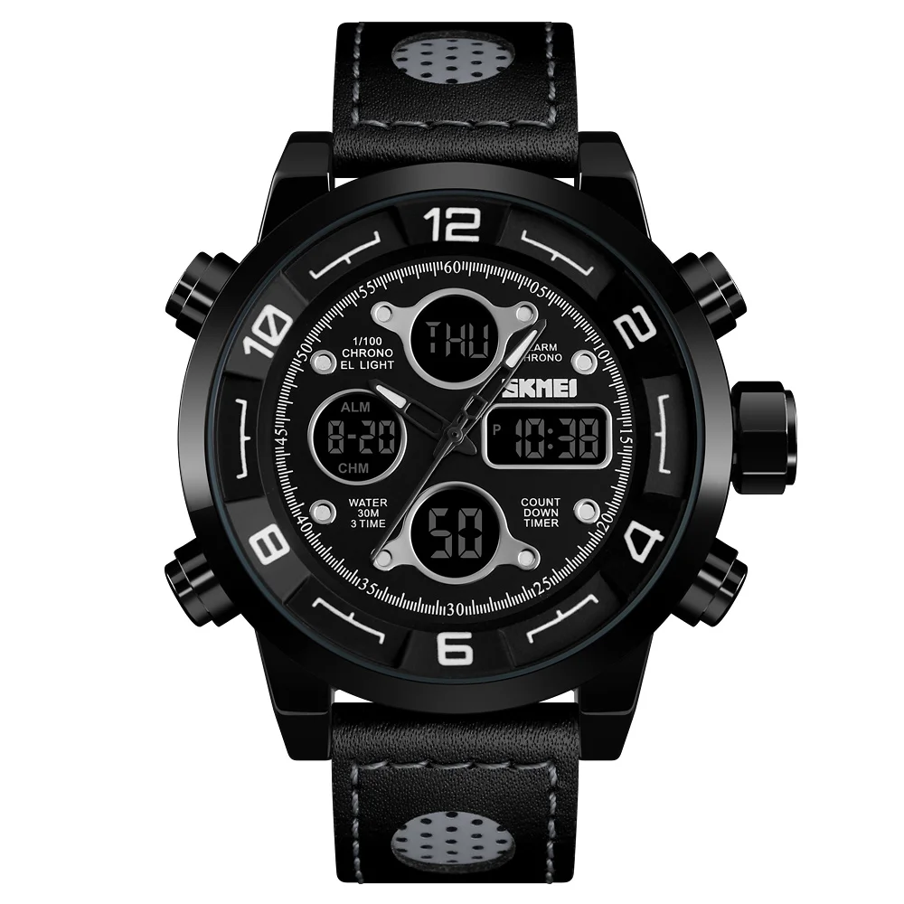 

SKMEI 1371 Jam Tangan Genuine Leather Watches Men Wrist Quartz, Black,blue,red/customized