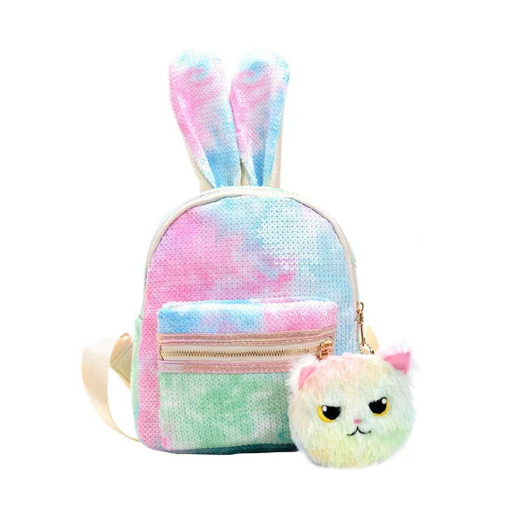 

Kids Schoolbag Flip Sequin Rabbit Mini Backpack