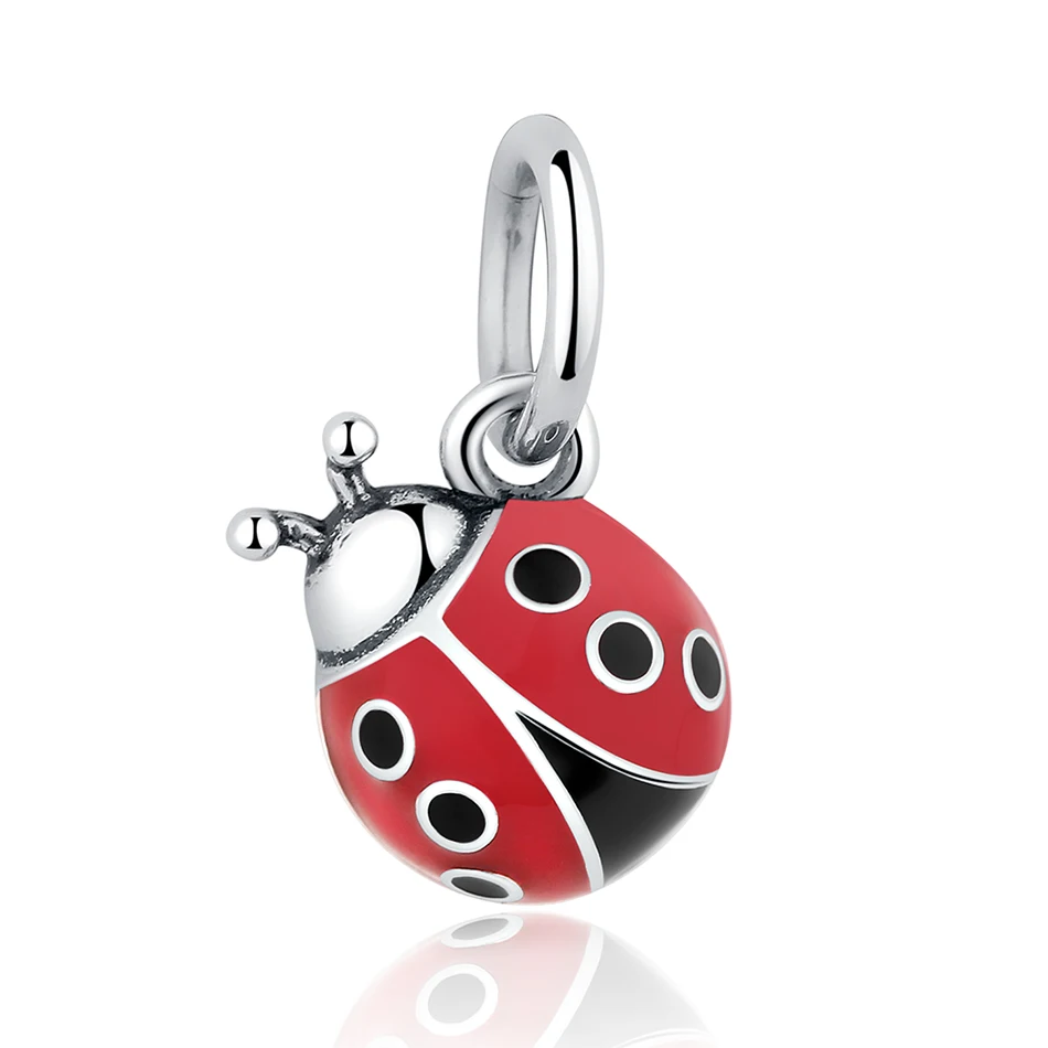 

Original 925 Sterling Silver Enamel Charm Beads Ladybug Dangle Charms for Bangles DIY Jewelry Making