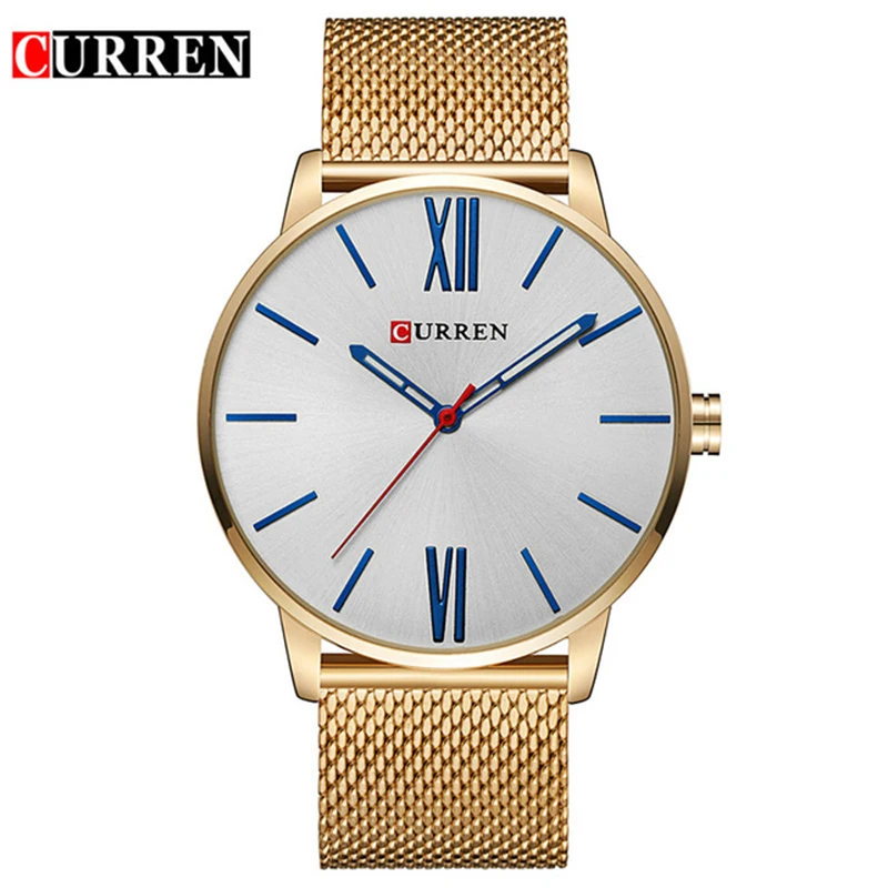 

Men Watch Curren 8238 Top Brand Luxury Gold Quartz Men Watch Waterproof Mesh Strap Sport Male Clock Watch Relogio Masculino