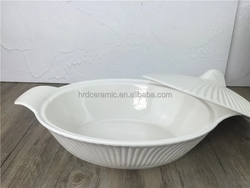 
China Factory Wholesale White Ceramic Soup Pot with Lid and Handle 