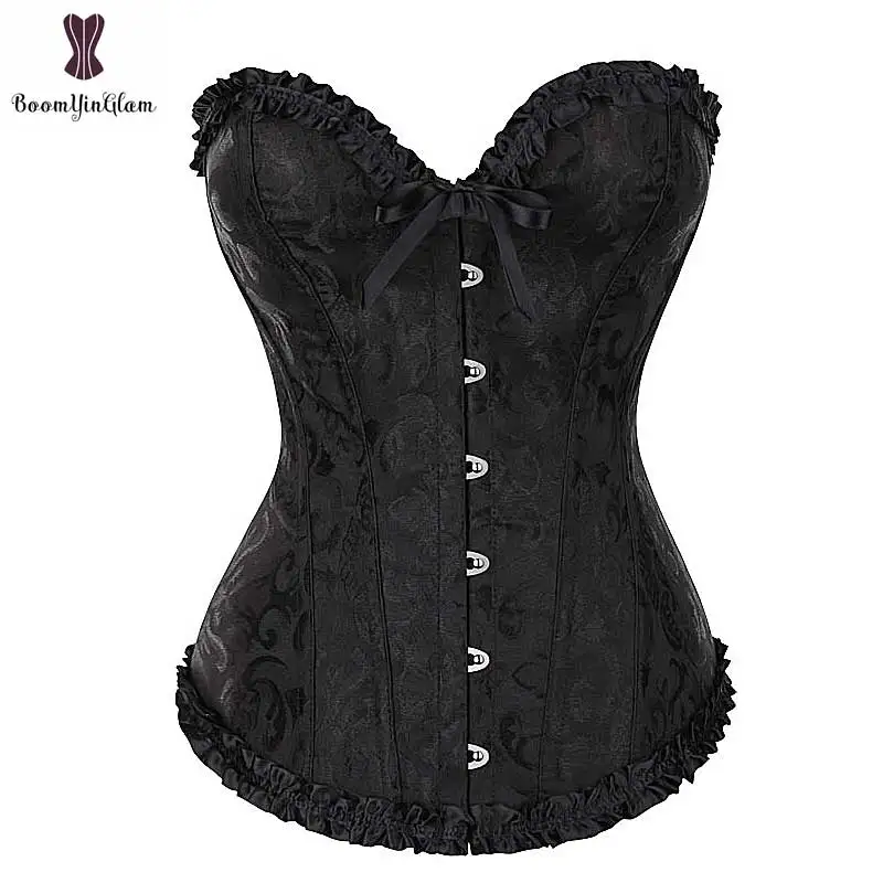 

Elastic Boned Corsets Busk Closure bustier Plus Size Overbust Women Everyday Outfit Floral Lace Up Corset