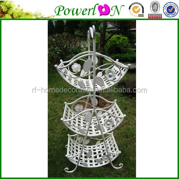 
3 Tiered Produce Display Basket Wholesale 3 Tier Metal Basket for Garden Outdoor 