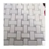A+ quality absolutely white marble stone and blue dots basket weave mosaic tile