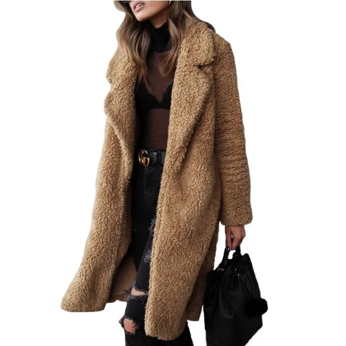 
Wholesale Latest New Fashion Design Women Wool Casual Winter Faux Fur Coat 