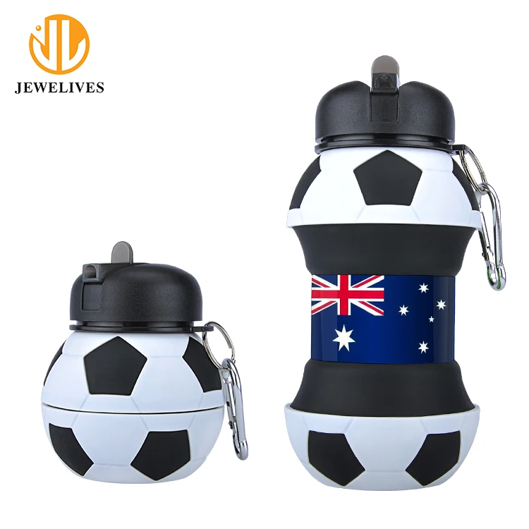 

Personalized Custom Soccer Ball Sport Water Bottle Silicone Customizable