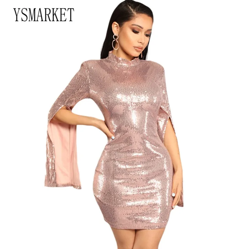 

Pink Sequin Dress Long Sleeve Fashion Woman Clothes Vestidos Party Bodycon Autumn Ladies Club Sexy Mini dresses Short E0799, N/a