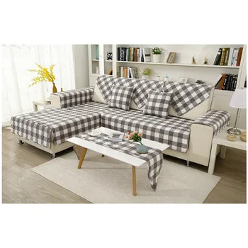 Washing Cotton Check Stripe Quilted Sofa Cover And Cushion Washing Cotton Check Stripe Quilted Sofa Cover And Cushion