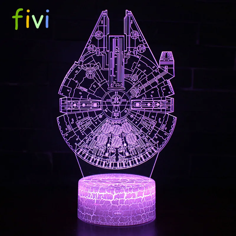 Millennium Falcon 3D LED Night Light 7 Colorful Atmosphere Lamp Novelty Lighting Children Gift Party Home Decor Lamp