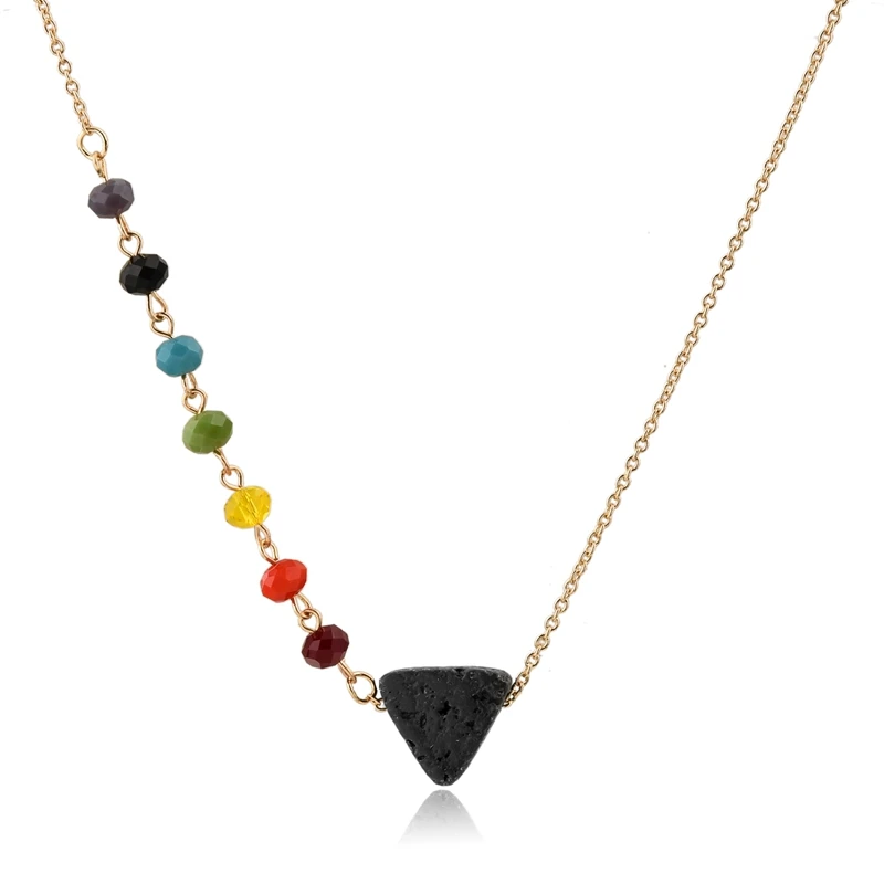 

Women Jewelry 7 Chakra jewelry Crystal with lava Natural birth stone necklace Stone Pendant Necklace jewellery, As photo