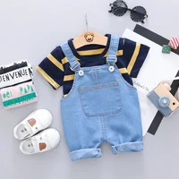 

Fashional Baby 2pieces Clothing Sets Short Sleeves Tshirts+Denmin Overalls for Summer Baby Clothes Sets