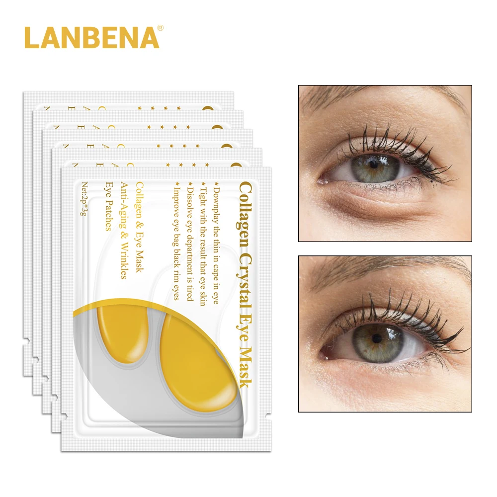 

LANBENA 24K Gold Collagen Eye Mask Anti Aging Face Care less Remove Eye Bags Dark Circles Moisturizing Whitening Skin Care