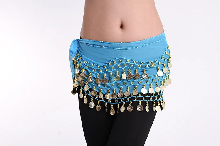 
Hip Skirt Scarf Wrap Costume Belly Dance Belt with Rows Gold Coins 