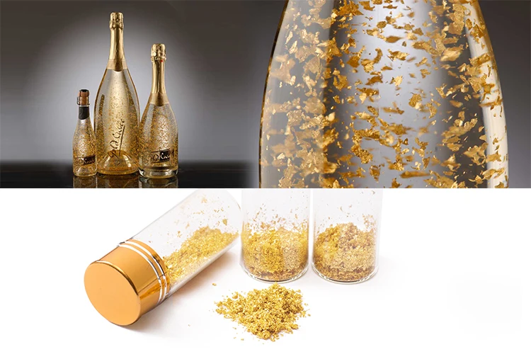 
Food decoration use edible gold flakes 24k gold flakes small bottle edible gold powder for champagne decoration 