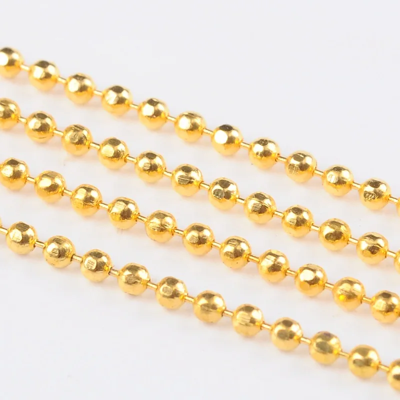

PandaHall Brass Ball Chains with Spool Faceted Golden Ball Chain for Jewellery Making Link about 1.5mm in diameter 92m/Roll