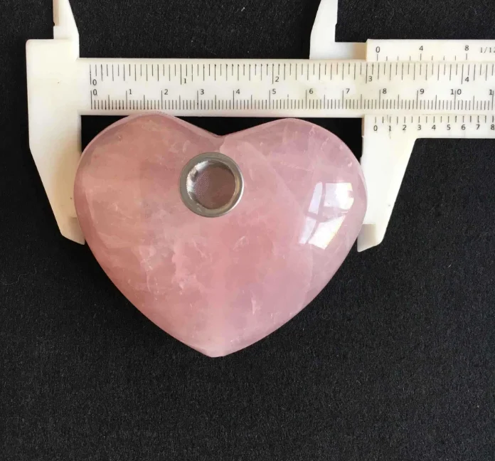 

wholesale natural rose quartz hearts crystal smoking pipes for gift, Pink
