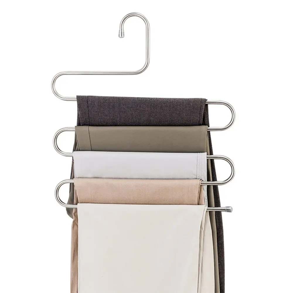 

Closet 5 Layers S shape type Stainless Steel Clothes Pants Jeans Scarf Tie Rack Organizer Hanger