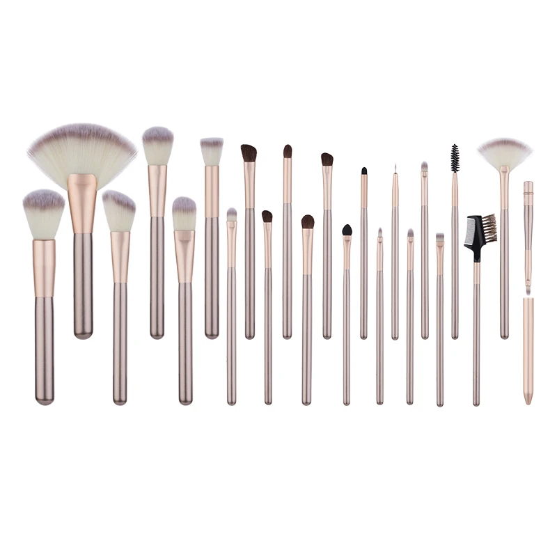 

Free Samples 24pcs Gold Silver Brushes Custom Private Label Flat Face Synthetic Hair Beauty Tools Professional Makeup Brush Set