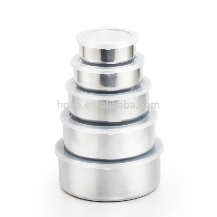 

5 Pcs Size Stainless Steel Food Container With Pp Lids steel tiffin box amazon lidl, Customized