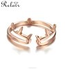 Alibaba jewelry 925 pure silver plain ring deer antler open ring rose gold plated jewelry chinese supplier