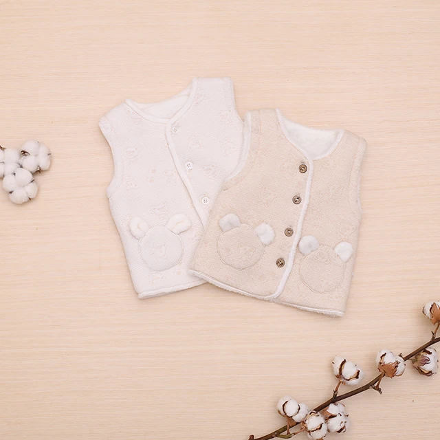 
100% cotton autumn winter thicken velvet baby vest children outwear outdoor vest 