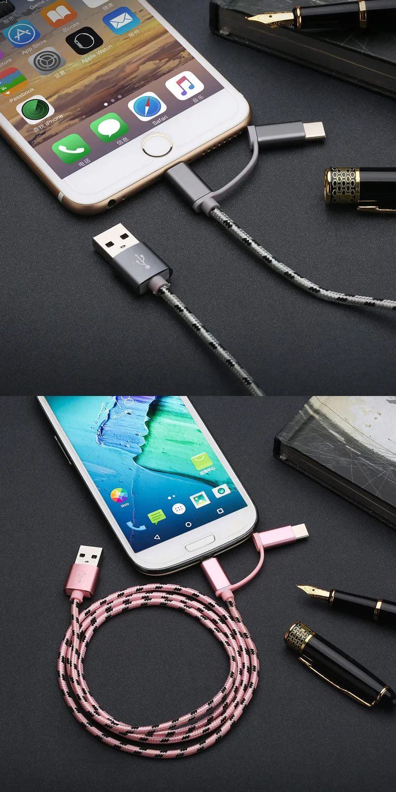 2 In 1 Fast Charging Cable Typec Dual Side Usb Charger Cable For