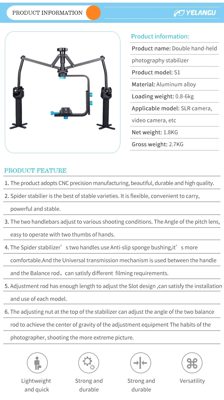 JingYing cheap dual handle video camera spider stabilizer for camera