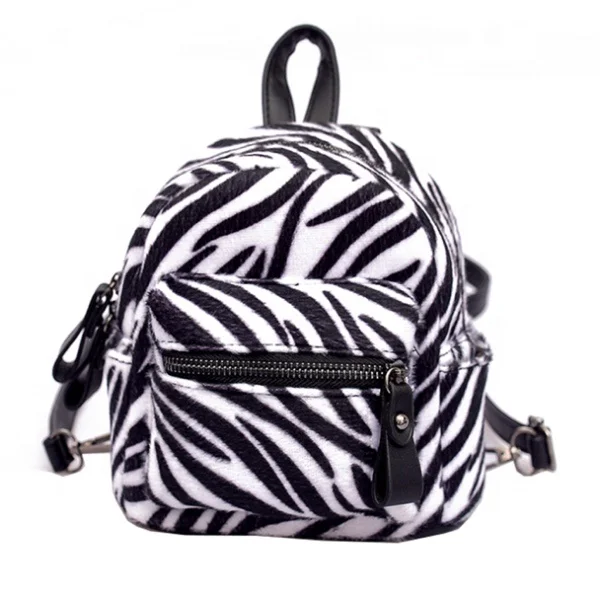

mini size women zebra pattern backpack ladies elegant backpack, Black or customized