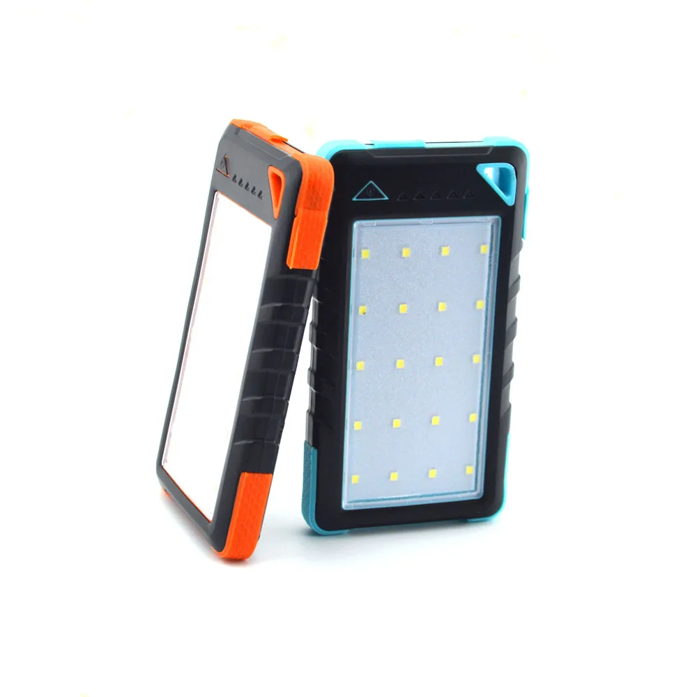 

8000mAh Waterproof Slim Power Banks with Portable Camping Lantern LED Light for Travel, Black;orange;blue