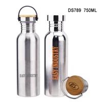 

DS789 750ML/25OZ Custom Logo Sealed Double Wall Stainless Steel Vacuum Flask With Bamboo Carry Hand Lid