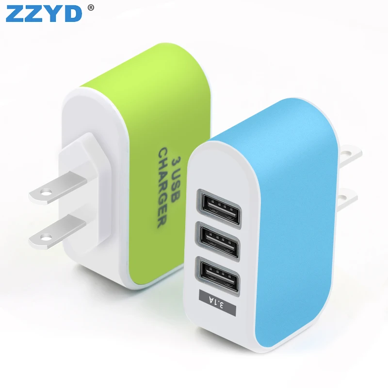 Hot Sale USA Custom Phone Charger 3 Ports Universal Travel Adapter China Led Wall Usb Charger Wholesale
