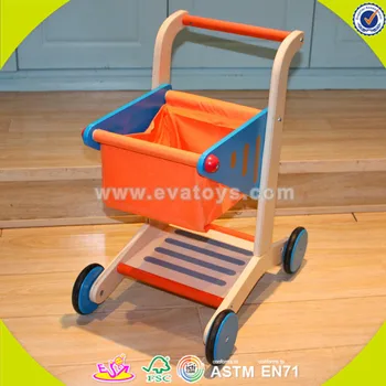 wooden toy shopping trolley